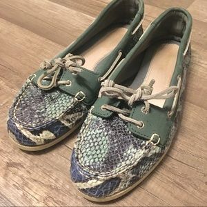 Green Snakeskin Sperry